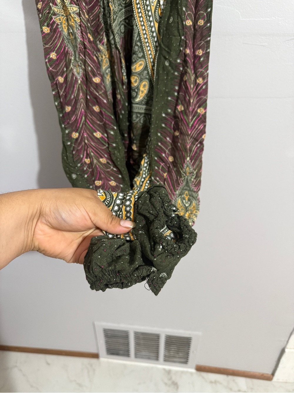 Womens Boho Harem Pants Patchwork Paisley Smocked Waist Festival Hippie Small - Picture 5 of 8